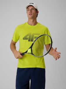 4F T-shirt regular z nadrukiem męski - zielony L