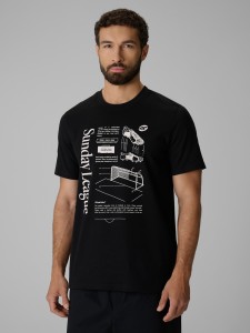 4F T-shirt regular z nadrukiem męski - czarny S