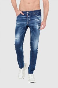 DSQUARED2 Męskie granatowe jeansy z przetarciami, Rozmiar 54