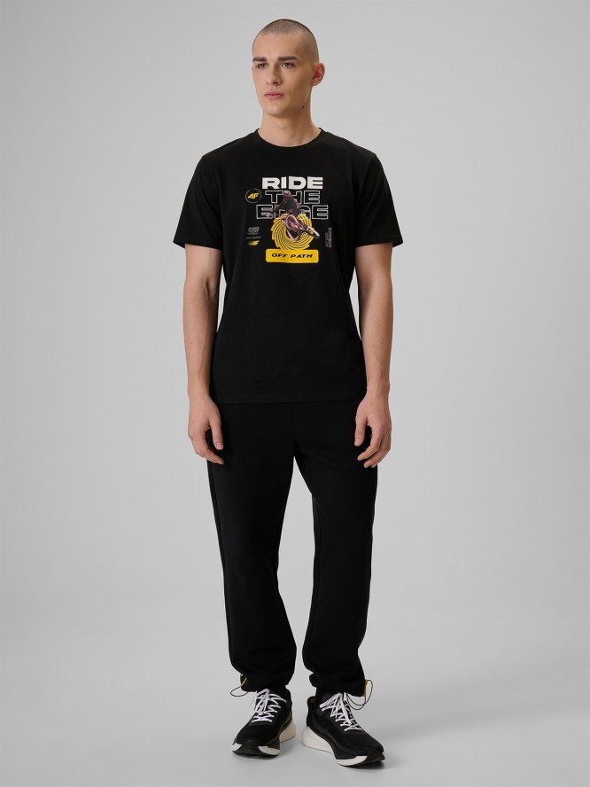 4F T-shirt relaxed z nadrukiem męski - czarny XL