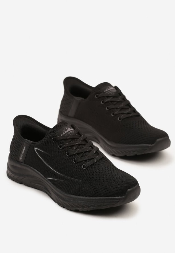 Czarne Buty Sportowe Sneakersy z Ozdobnym Tłoczeniem Axedla