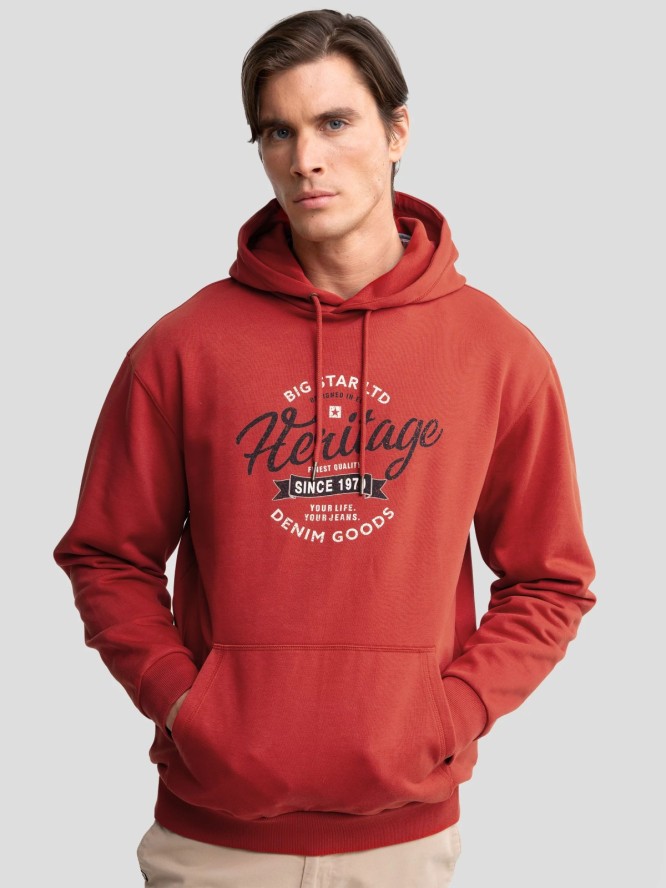 Bluza męska z kapturem z nadrukiem czerwona Herity 704