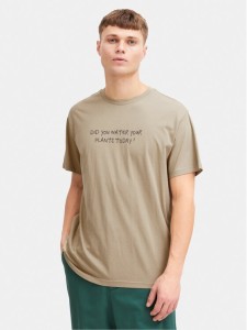 Solid T-Shirt Inam 21108141 Beżowy Regular Fit