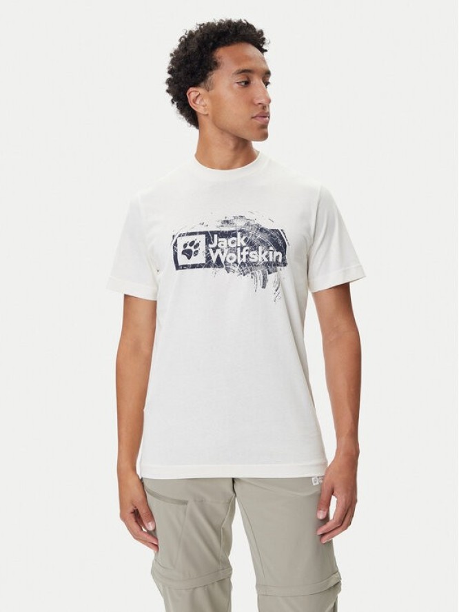 Jack Wolfskin T-Shirt Brand T A64116 Écru Regular Fit