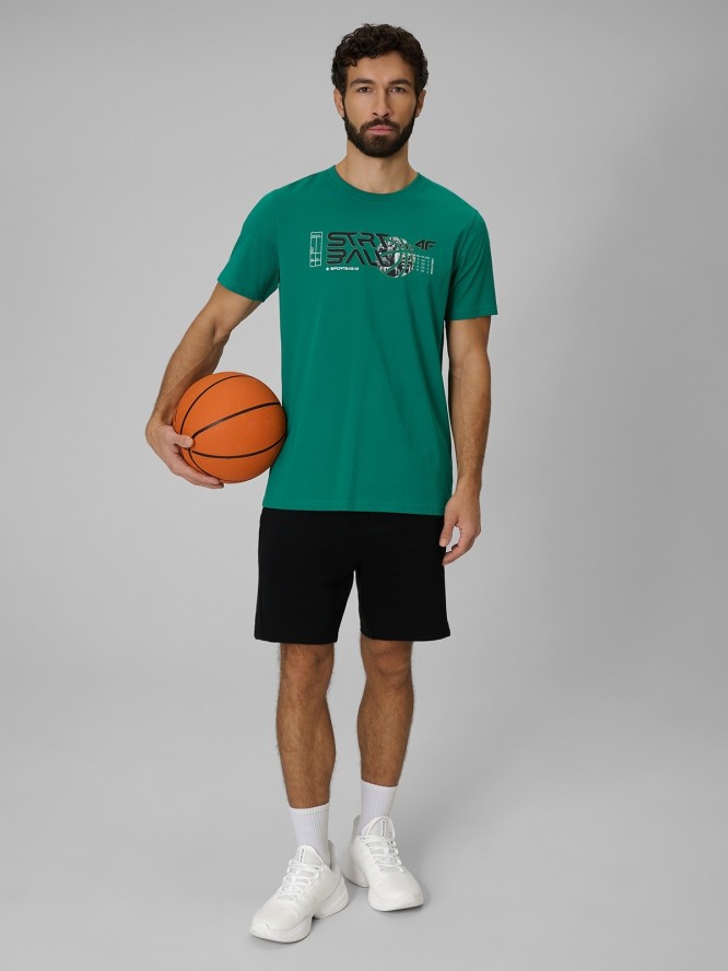4F T-shirt regular z nadrukiem męski - zielony L