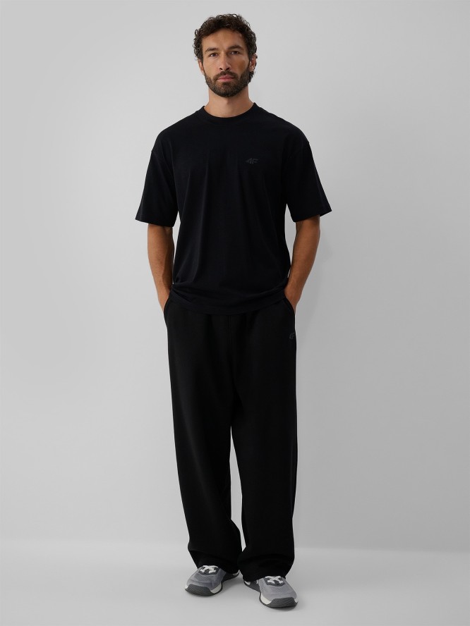 4F T-shirt loose gładki męski - czarny S