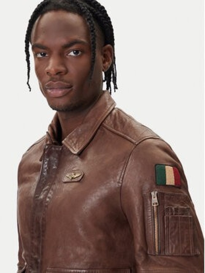 Aeronautica Militare Kurtka skórzana 252PN0963U100839 Brązowy Regular Fit