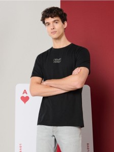 Bawełniana koszulka z napisem - czarny