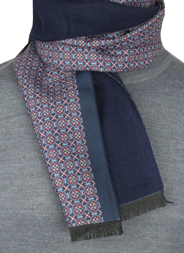 Elegancki Szalik Bawełniany - Alties - Drobny Wzór Geometryczny