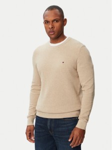 Tommy Hilfiger Sweter Essential MW0MW36347 Beżowy jasny Regular Fit