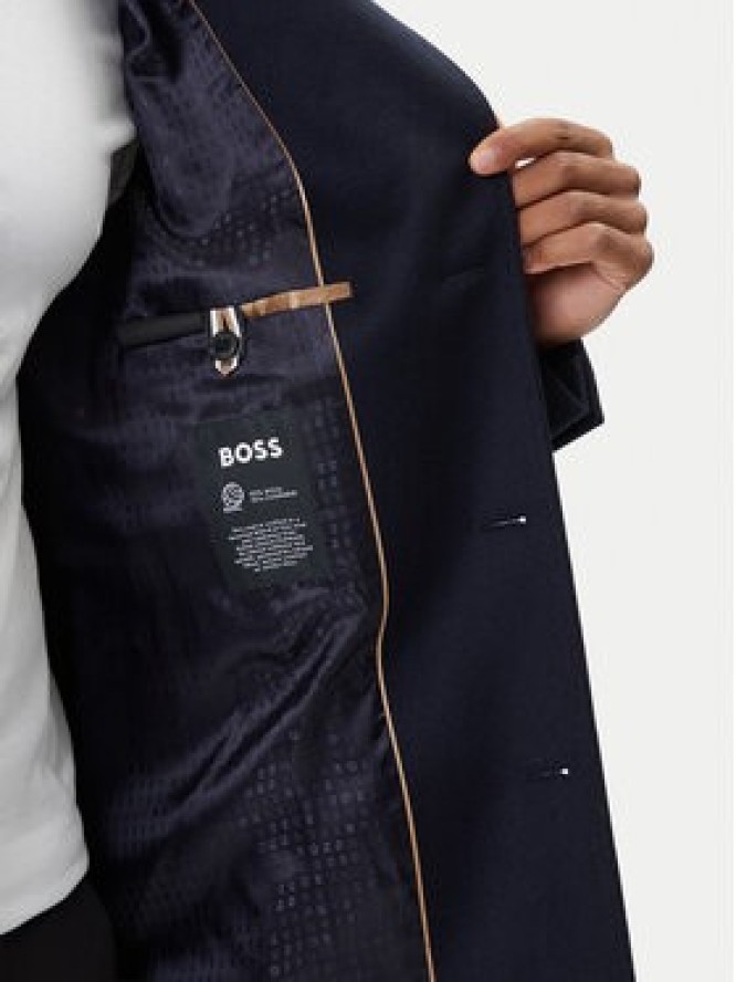 BOSS Płaszcz wełniany Hyde 50549187 Granatowy Slim Fit