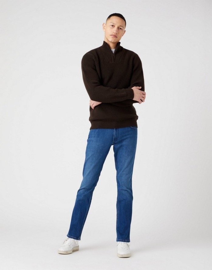 WRANGLER HALF ZIP KNIT MĘSKI SWETER ROZPINANY DELICIOSO BROWN W8D0PJH38 112321332