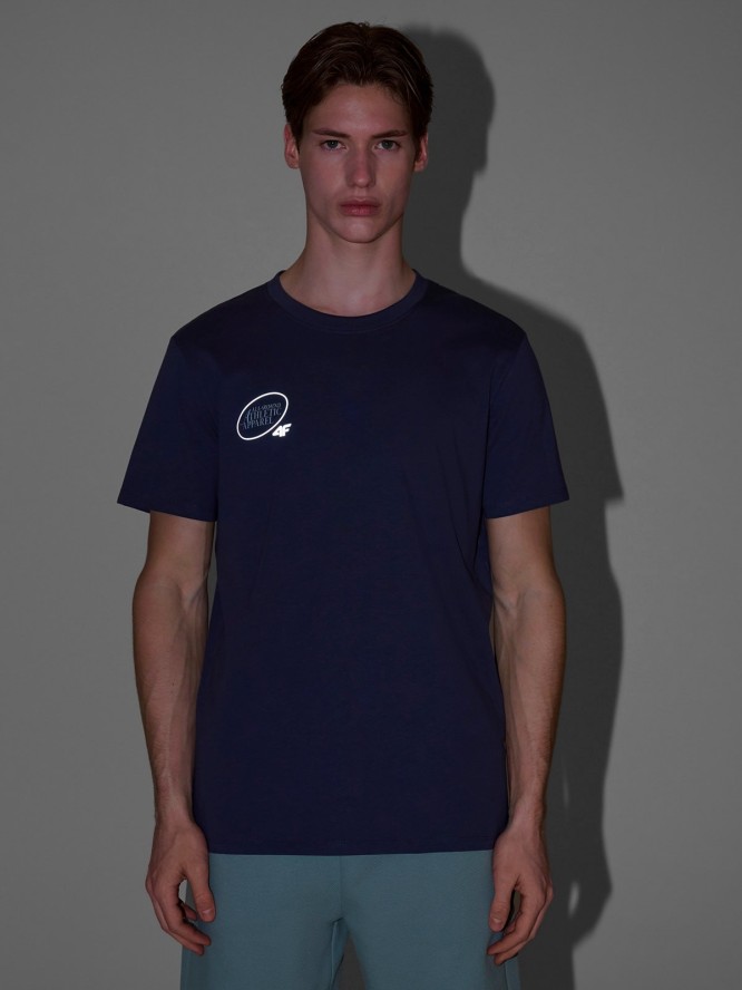4F T-shirt regular z nadrukiem męski - szary M