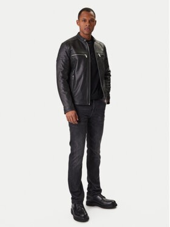 KARL LAGERFELD Kurtka skórzana 555022 561421 Czarny Slim Fit