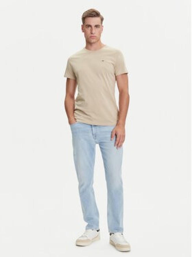 Tommy Jeans T-Shirt DM0DM04411 Beżowy Slim Fit