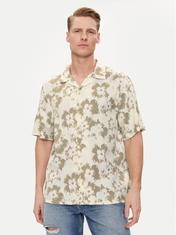 Calvin Klein Koszula Flower K10K112703 Beżowy Regular Fit
