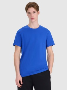 4F T-shirt regular z nadrukiem męski - niebieski M