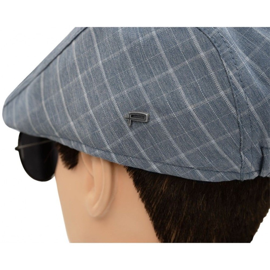 Lekki, Męski Kaszkiet Bawełniany - Pako Jeans - w Kratkę, Niebieski