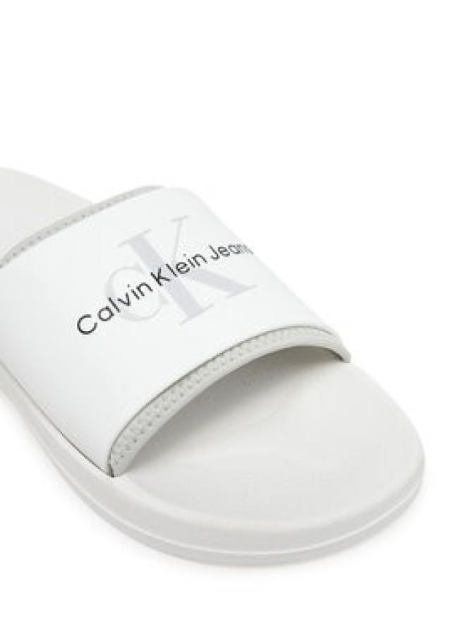 Calvin Klein Jeans Klapki Slide Rubber Neoprene Monologo YM0YM00361 Biały