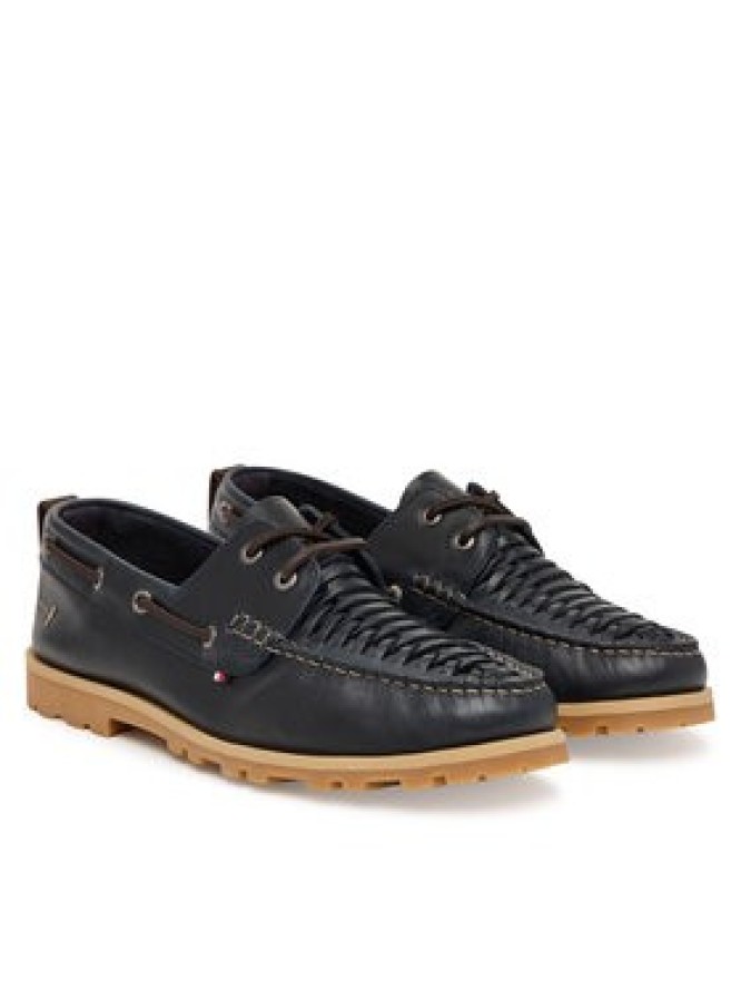 Tommy Hilfiger Półbuty Hilfiger Braided Lth Boat Shoe FM0FM05892 Granatowy