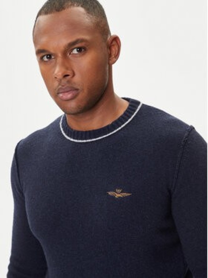 Aeronautica Militare Sweter 252MA1608UL00924 Granatowy Regular Fit