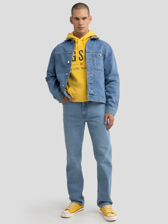 Bluza męska z kapturem z logo BIG STAR żółta Ashlyno 201