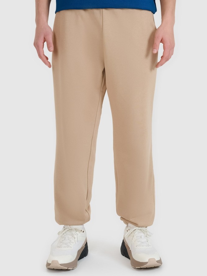 4F Spodnie dresowe joggery męskie - beżowe XL