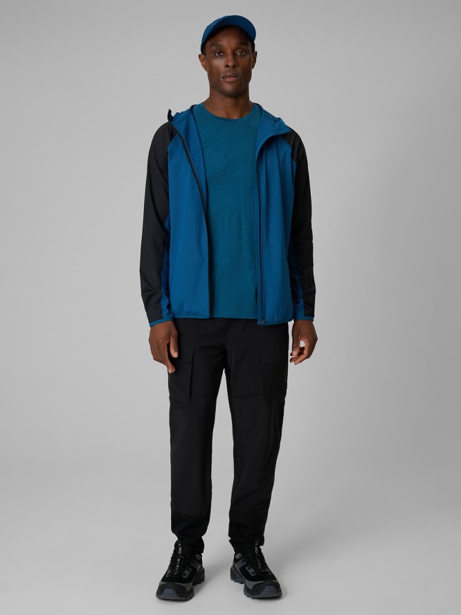 4F Bluza trekkingowa regular z kapturem męska - turkusowa XL