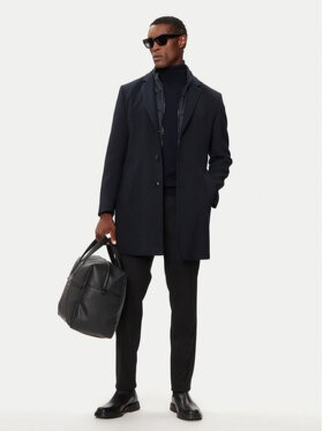 Bugatti Płaszcz wełniany 626228-64084 Granatowy Regular Fit