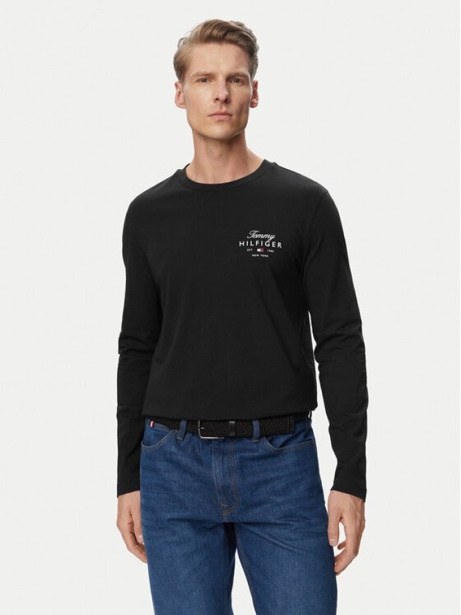 Tommy Hilfiger Longsleeve Script Stack MW0MW43225 Czarny Regular Fit