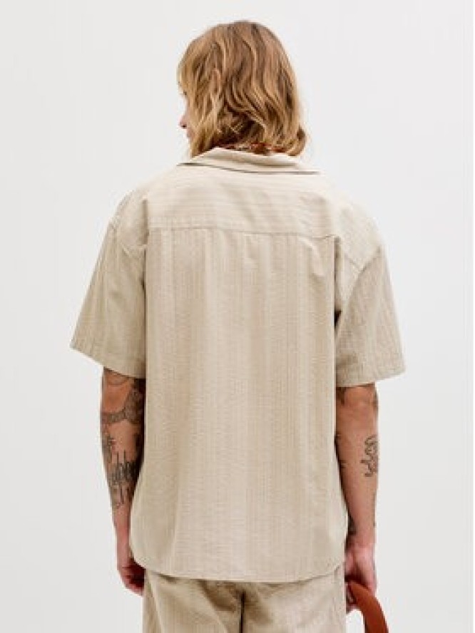 Jack & Jones Komplet koszula i szorty materiałowe Tyson 12297649 Beżowy Relaxed Fit