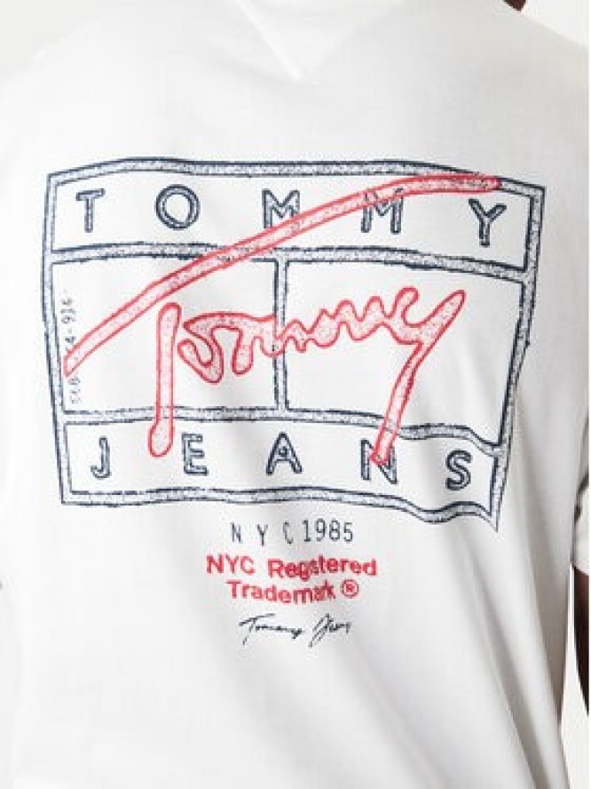 Tommy Jeans T-Shirt DM0DM22319 Écru Regular Fit