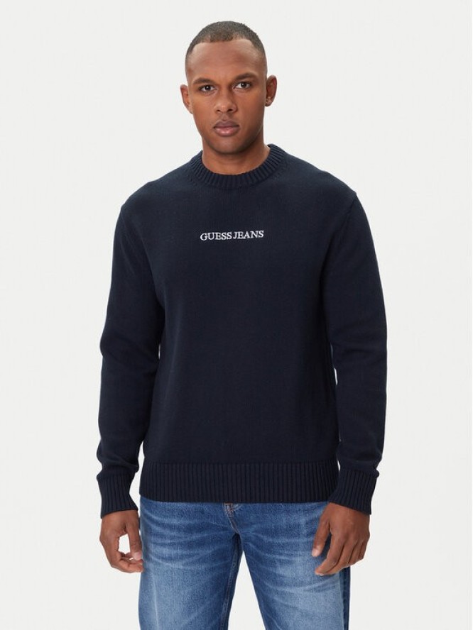 Guess Jeans Sweter M4BR31 Z3HM1 Granatowy Regular Fit