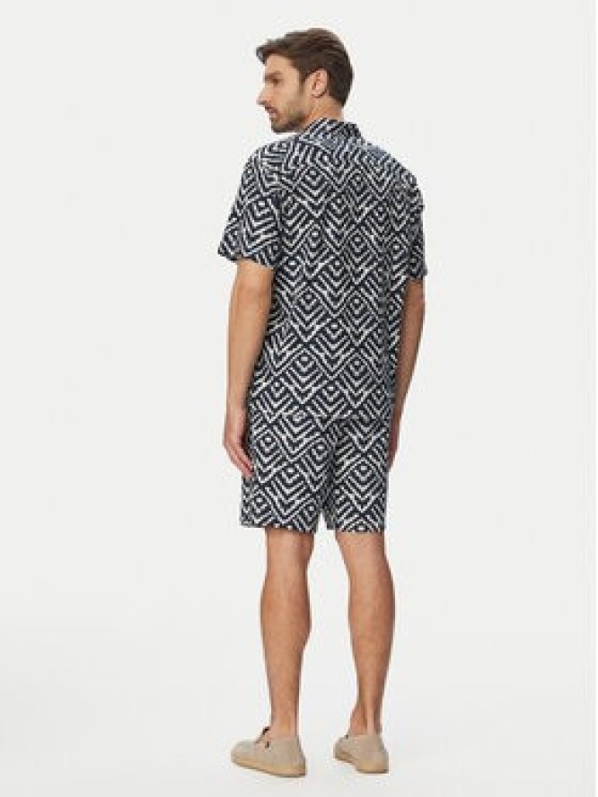 Jack & Jones Komplet koszula i szorty materiałowe Milo Seersucker Resort 12297829 Granatowy Loose Fit