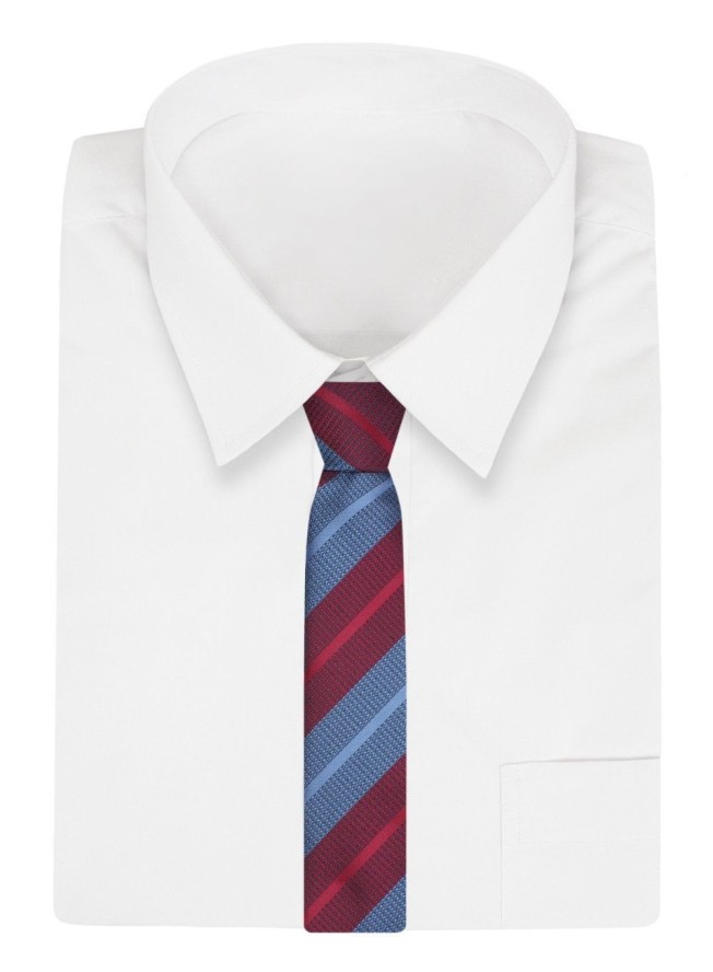 Krawat - ALTIES - Niebiesko Czerwone Pasy