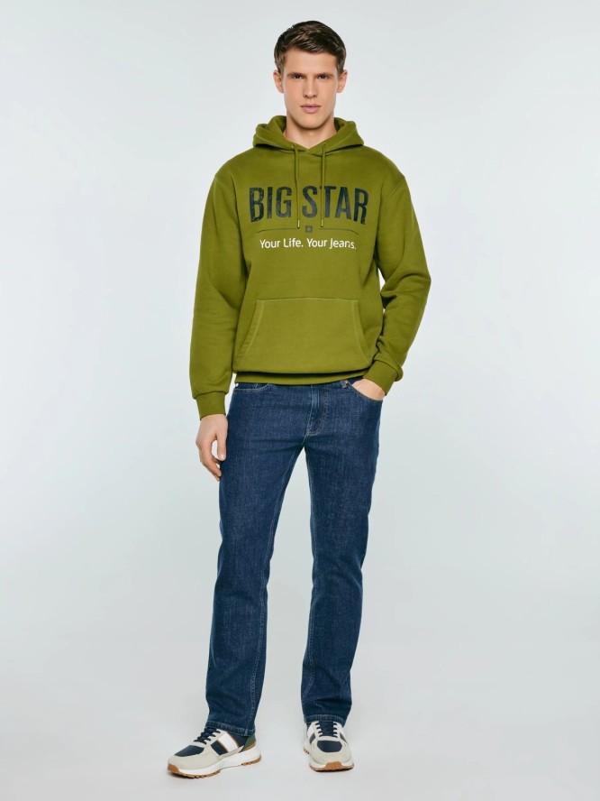 Bluza męska z kapturem z logo BIG STAR zielona Ashlyno 301