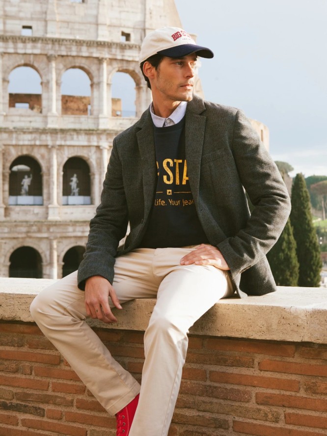 Marynarka męska w kratę z dodatkiem wełny szara Joseef 902