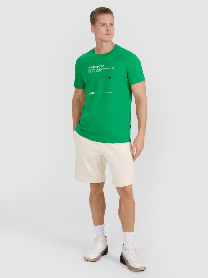 4F T-shirt regular z nadrukiem męski - zielony XL