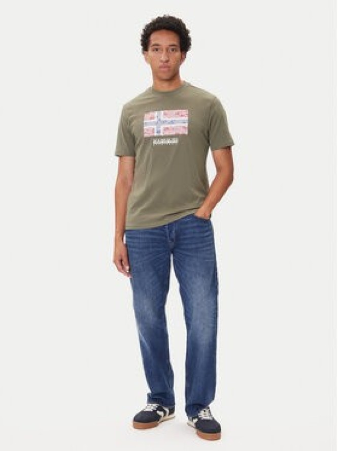 Napapijri T-Shirt S-Drapeau Ss NP0A891K Khaki Regular Fit