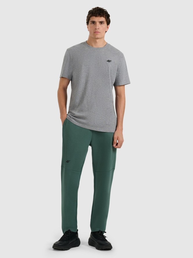 4F T-shirt regular gładki męski - szary XL