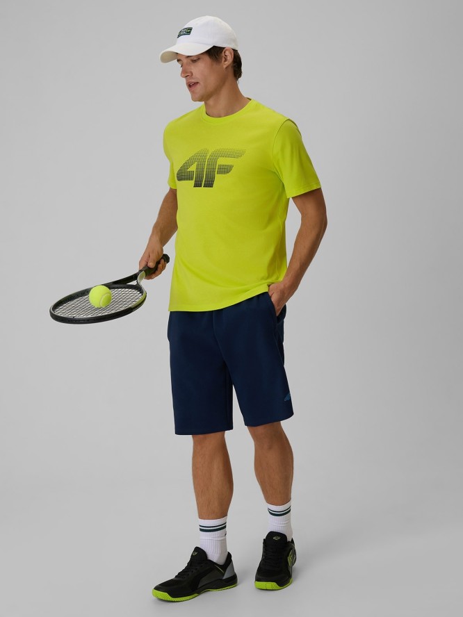 4F T-shirt regular z nadrukiem męski - zielony L