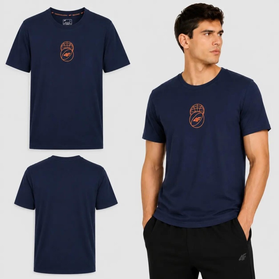 T-SHIRT MĘSKI 4F KOSZULKA SPORTOWA Z NADRUKIEM 1 BAWEŁNA M3328 SS26
