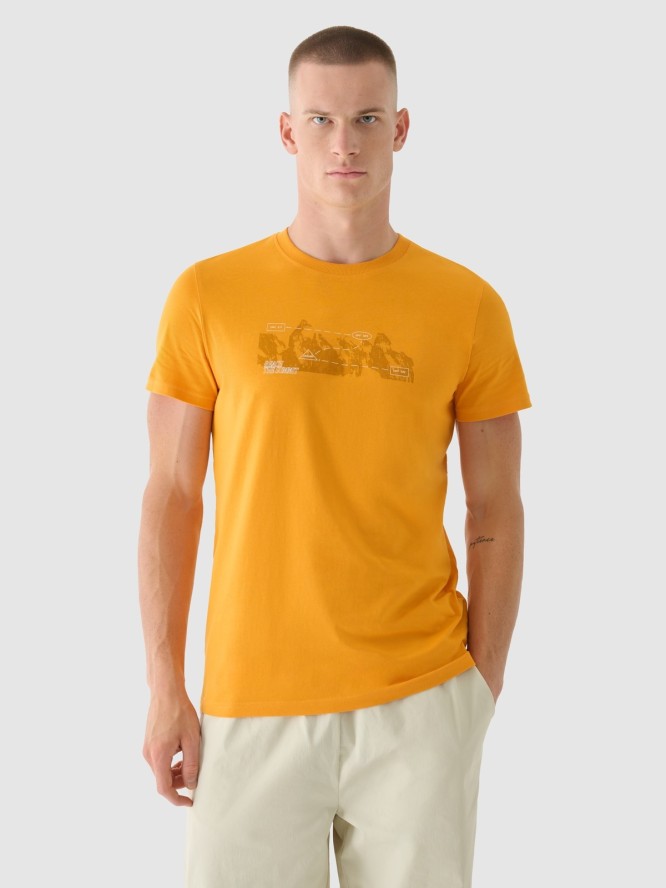 4F T-shirt regular z nadrukiem męski - pomarańczowy M