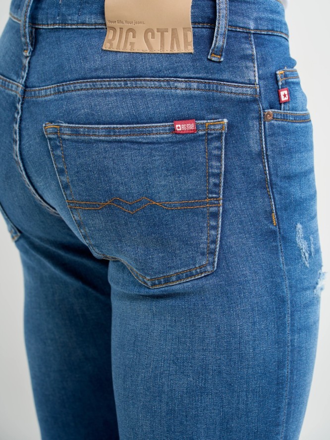 Jeansy męskie skinny z przetarciami niebieskie Deric 368