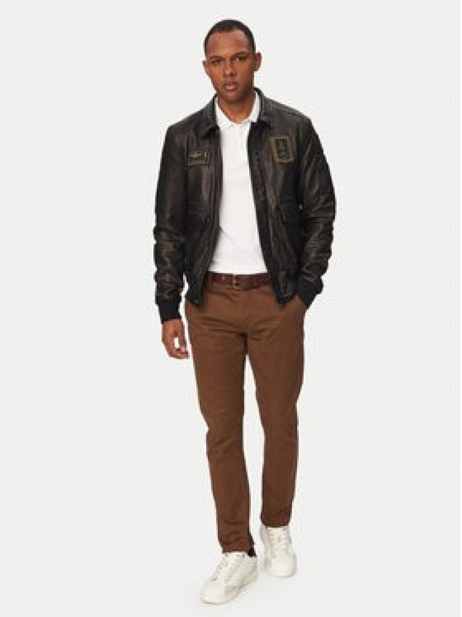 Aeronautica Militare Kurtka skórzana 261PN5057U100839 Czarny Regular Fit
