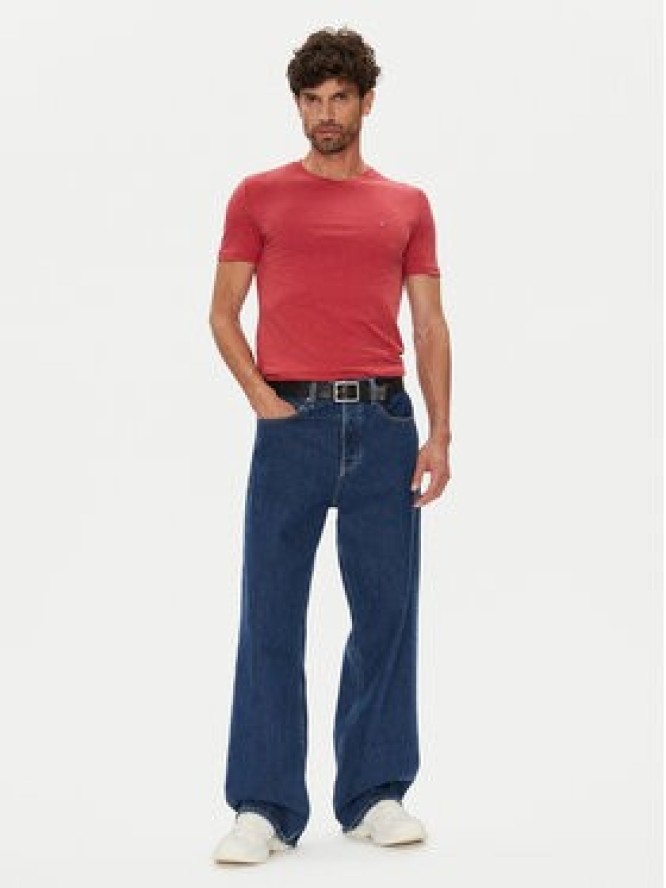 Tommy Jeans T-Shirt Jaspe DM0DM20363 Czerwony Slim Fit