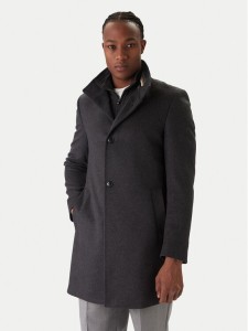 BOSS Płaszcz wełniany H-Hyde 50551078 Szary Slim Fit