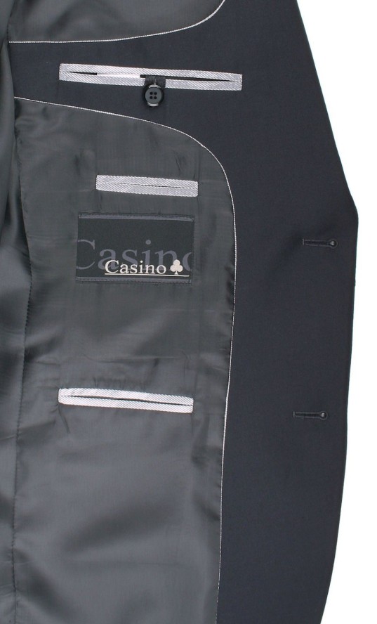 Męski, Taliowany Garnitur (Wesele, Studniówka) - Casino - Czarny