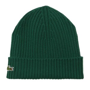 Czapka zimowa wełniana Lacoste Ribbed Wool Beanie Zielona - RB0001-132