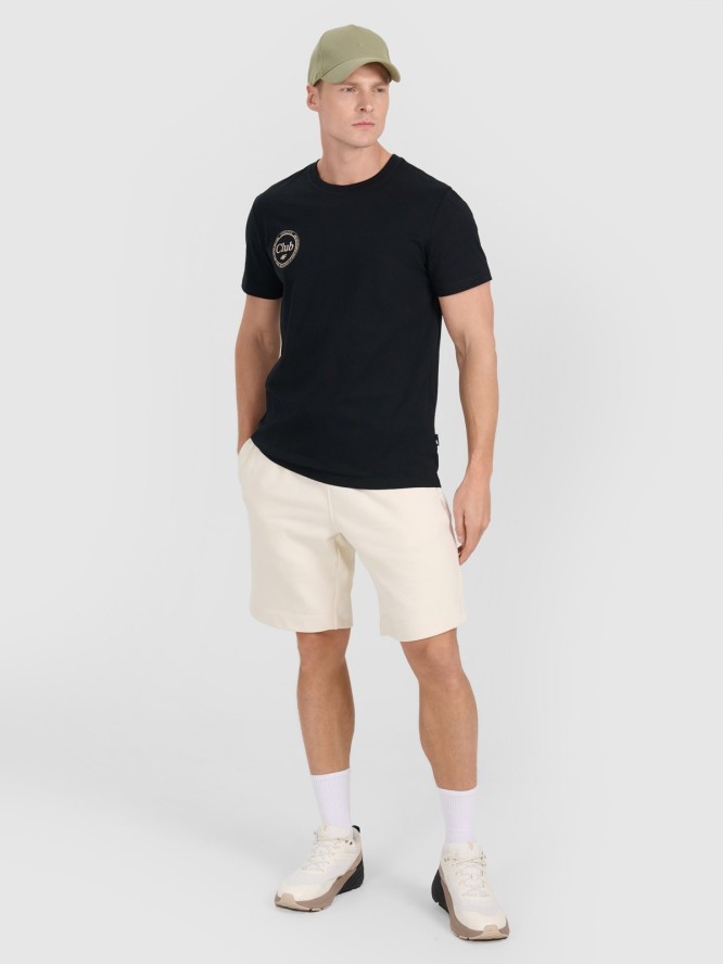 4F T-shirt regular z nadrukiem męski - czarny S